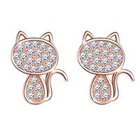 Unendlich U Boucle d'oreille femme fille, boucle d'oreille en argent 925, Clou d'oreille de chaton mignon, orné les strass, élégant