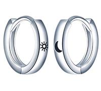 Unendlich U Boucles d'oreilles en argent 925, Bagues d'oreilles pour femme fille, Créoles d'oreilles de la lune et du soleil, argent