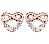 Unendlich U Boucles d'oreilles en argent 925, clous d'oreilles pour femme fille, mini boucles d'oreilles cœur mignon, incrusté de Zircon, or rose