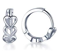 Unendlich U Boucles d'oreilles en argent 925, Créoles d'oreilles en forme de cœur, Mini Bague d'oreilles pour femme fille, élégant et simple, Argent sterling, sans_pierre