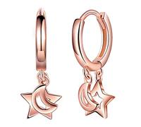 Unendlich U Boucles d'oreilles femme fille, Bagues d'oreilles en argent 925, Etoile et lune Créoles d'oreille