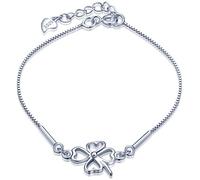 Unendlich U Bracelet de trèfle à quatre feuilles ciselé en argent 925 pur la chaîne vénitienne est réglable bijou élégant