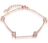 Unendlich U Bracelet en argent 925 couleur d'or rose quatre cubes de Rubis orné zircon cubique Longueur est réglable pour femme fille