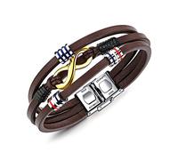Unendlich U Bracelet en Cuir, Bracelet Homme, Bracelet Multicouche, avec la Boucle en Acier Inoxydable, Bracelet du Symbole Infini pour Homme garçon
