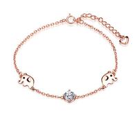 Unendlich U Bracelet femme fille, bracelet en 925 argent sterling, bracelet éléphant mignon, orné zircon, avec la chaine réglable