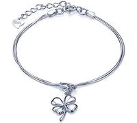 Unendlich U Bracelet femme fille, en 925 argent sterling, Bracelet de trèfle élégant, bracelet multi-rangs réglable, couleur d'argent, Cadeau Noël Anniversaire