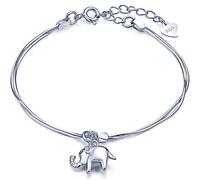 Unendlich U Bracelet femme fille, en 925 argent sterling, Bracelet éléphant aimable, bracelet multi-rangs réglable, couleur d'argent, Cadeau Noël Anniversaire