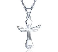 Unendlich U Classique Fille/Femme Ailes d'anges Croix Collier Pendentif en 925 Argent (Avec Sac Cadeau)