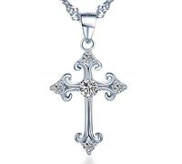 Unendlich U Collier de Couples, Pendentif en 925 argent, Pendentif croix, orné les strass, collier de femme homme, classique