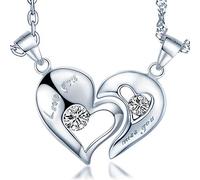 Unendlich U Collier de Couples, Pendentif en 925 argent, Pendentif cœur, orné le diamant, collier de femme homme, "Amour inclusif"