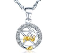 Unendlich U Collier de Couples, Pendentif en 925 argent, Pendentif étoile et lune, orné les strass, collier de femme homme