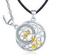 Unendlich U Collier de Couples, Pendentif en 925 argent, Pendentif étoile et lune, orné les strass, collier de femme homme