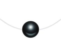 Unendlich U Collier en argent 925, collier pendentif perle femme fille, Ras-du-cou, décoré de perle, collier court, avec la corde en nylon transparent de 40cm, noir