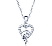 Unendlich U Collier et pendentif femme en argent 925 le cœur et le dauphin orné zircon couleur d'argent