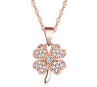 Unendlich U Collier et pendentif femme en argent 925 le trèfle à quatre feuilles orné zircon d'or rose