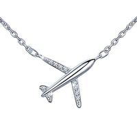 Unendlich U Collier femme fille, collier en 925 argent sterling, collier pendentif de l'avion mignon, orné des zircons, bijou élégant