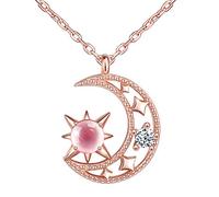 Unendlich U Collier femme fille, collier en argent 925, Pendentif de la lune, orné le cristal et la pierre brillante