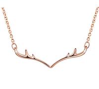 Unendlich U Collier femme fille, en 925 argent sterling, pendentif du bois de cerf, joli et mignon