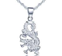 Unendlich U Collier femme fille en Argent 925, Pendentif de Dragon, avec la Chaîne, Cadeau Anniversaire Noël, Elégant Magnifique