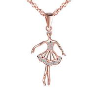 Unendlich U Collier femme fille en argent 925, Pendentif fille de ballet, incrusté zircon, or rose, classique et élégant