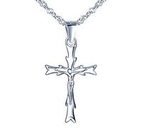 Unendlich U Collier femme fille en argent 925, Pendentif Jésus Croix, Argent, Classique, Cadeau Anniversaire Noël