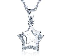 Unendlich U Collier pendentif en argent 925 pour femme fille Deux étoiles mobiles orné zircon cubique brillant Cadeau Noël anniversaire