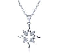Unendlich U Collier pendentif la grande étoile orné zirconium en argent fin S925 couleur de blanc d'argent Pour femme fille Comme cadeau