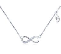 Unendlich U Collier réglable le symbole d'infini orné zirconium brillant en 925 Argent fin pour femme jeunesse comme cadeau blanc d'argent