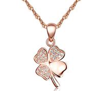 Unendlich U Collier trèfle à quatre feuilles orné zircon cubique en argent fin 925 Or rose Pour femme fille Comme cadeau