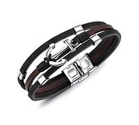 Unendlich U Infinite U Bracelet en Cuir, Multicouche, avec la Boucle en Acier Inoxydable, Bracelet de l'ancre pour Homme, Cadeau de Noël Anniversaire