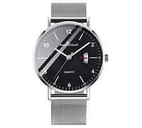 Unendlich U Montre-Bracelet pour Homme Ultra-Mince étanche Montre à Quartz, Cadran numérique Minimaliste, avec Calendrier numérique, Entreprise Décontractée Montre, Bracelet en Acier Inoxydable