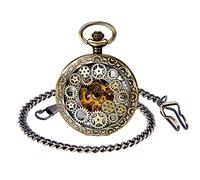 Unendlich U Montre de Poche à Chiffres Romains pour Homme - avec chaîne - Remontage Manuel analogique - Unisexe - Rétro - Steampunk, Bronze, Rétro, Bronze, Vintage ou Steampunk