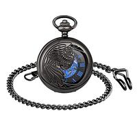 Unendlich U Montre de Poche mécanique Homme, avec Ailes d'aigle, à Cadran en Chiffres Romains, Mouvement Creux, Montre de Poche Vintage en Acier Inoxydable allié, Cadeau de Noël Anniversaire