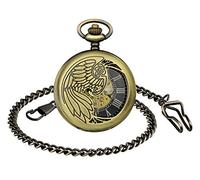 Unendlich U Montre de Poche mécanique Homme, avec Ailes d'aigle, à Cadran en Chiffres Romains, Mouvement Creux, Montre de Poche Vintage en Acier Inoxydable allié, Cadeau de Noël Anniversaire