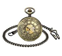 Unendlich U Montre de Poche Mécanique Homme Vintage à Cadran en Chiffres Romains, Mouvement Creux, en Acier Inoxydable Allié - Cadeau de Noël Anniversaire