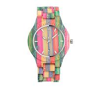 Unendlich U Montre en Bois de Bambou coloré pour Homme et Femme, avec Sangle en Bois de Bambou coloré, Montre de Couple, Cadran Minimaliste, Entreprise Décontractée Montre à Quartz