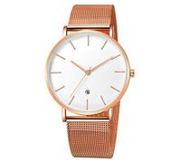 Unendlich U Montre Homme à Quartz Ultra-Mince étanche Sport Entreprise Décontractée Montre avec Calendrier numérique, Cadran Blanc avec Le Ruban Or Rose en Acier Inoxydable