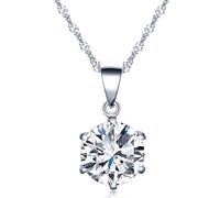 Unendlich U pendentif collier-6 griffes simples avec le diamant inséré-925 argent et zircon-pour les femmes les filles