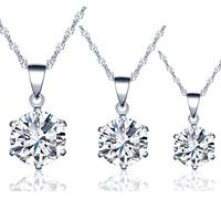 Unendlich U pendentif collier-6 griffes simples avec le diamant inséré-925 argent et zircon-pour les femmes les filles, 3 pièces