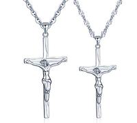 Unendlich U pendentif collier élégant la croix Jésus classique en 925 argent pour femme homme collier couple (2 pièces)