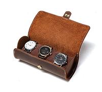 UNFAIRZQ Lot de 3 montres rondes en cuir véritable souple pour ranger des bijoux, des bracelets, des montres, des voyages, des montres, pour hommes et femmes