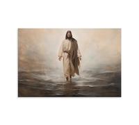 UNFANRWZW Poster Jésus Christ Walking on The Water - Peinture décorative sur toile - Art mural pour salon, chambre à coucher, art mural - Impression d'image moderne - Décoration de salle familiale