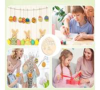 Unfinished Wood Ornaments - Easter Eggs Paintable Decorations, Blank Wooden Cutouts for Crafting and DIY Projects, Creative Activity for School Parties Home Bedroom Apartment Family Gatherings