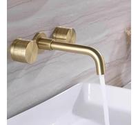 UNFRASLOP Robinet Salle de Bain encastré Robinet de lavabo Mural 3 Trous Chaud et Froid, Laiton 2 poignées Robinet de Salle de Bain évier encastré,d'or