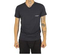 Ungaro T-shirt uni manches courtes col V petit logo Coy Bleu Marine Homme S