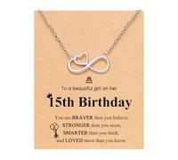 UNGENT THEM Collier d'anniversaire en forme de cœur avec infini pour femmes et filles de 8, 9, 10, 11, 12, 13, 14, 15, 16, 18 ans, cadeau d'anniversaire pour fille, petite-fille, sœur, amie, Argent,