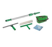 Unger AK285 Kit de Nettoyage Professionnel pour vitres avec raclette de 35 cm, Nettoyeur Haute Pression de 35 cm, Seau de 12 l et Poteau de 1,25 m pour fenêtres, Verre et UPVC
