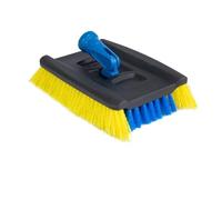 UNGER Lock-on Brosse de terrasse en Bois et Composite, polypropylène acrylonitrile butadiène styrène (ABS), Bleu/Jaune, 22,9 cm