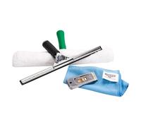 Unger Kit nettoyage fenêtres Unitec 4 en 1 – raclette, lave‑vitres, grattoir, chiffon microfibre