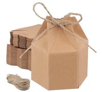 UNGFEI Lot de 100 boîtes à bonbons hexagonales en papier kraft pour mariage, anniversaire